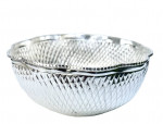 Sterling silver 925 Bowl NEW detail lotus flower scallop edge