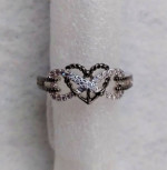Exquisite 18K White Gold Plated Infinity Heart Two-Tone Ring - Size 8