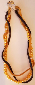NEW Pearl and leather necklace, by Elvira Petri, L’Petri Design