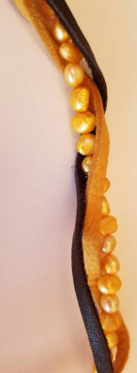 NEW Pearl and leather necklace, by Elvira Petri, L’Petri Design