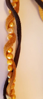 NEW Pearl and leather necklace, by Elvira Petri, L’Petri Design