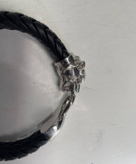 Sterling Silver and Leather Pit Bull/Dog Head Bracelet
