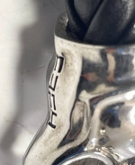 Sterling Silver and Leather Pit Bull/Dog Head Bracelet