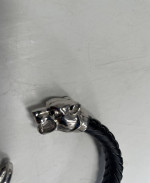 Sterling Silver and Leather Pit Bull/Dog Head Bracelet