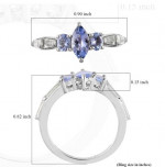 Sweet elegant Tanzanite and Zircon ring, size 7
