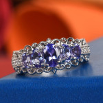 Gorgeous 5 stone, dark blue Tanzanite ring, Size 7