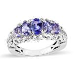 Gorgeous 5 stone, dark blue Tanzanite ring, Size 7