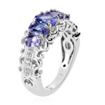 Gorgeous 5 stone, dark blue Tanzanite ring, Size 7