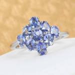 Gorgeous 9 stone Tanzanite cluster ring, sz 6, 7, or 8!