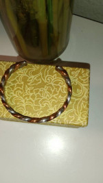 Copper and silver tone bracelet cuff