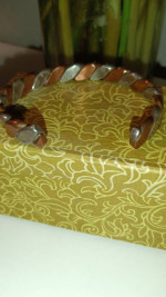 Copper and silver tone bracelet cuff