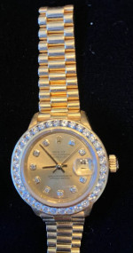 Vtg 2000 Rolex Lady Datejust President 18K Gold Diamond Dial & Bezel