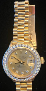 Vtg 2000 Rolex Lady Datejust President 18K Gold Diamond Dial & Bezel