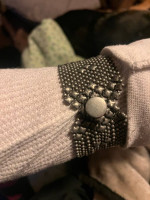 Cuff link style liquid silver ladys bracelette