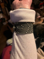 Cuff link style liquid silver ladys bracelette