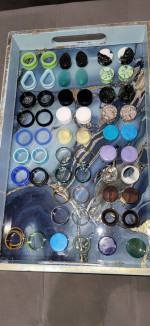 Lot of over 24 pairs of 1 inch (25MM) plugs, gauges tunnels, tear drop