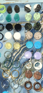 Lot of over 24 pairs of 1 inch (25MM) plugs, gauges tunnels, tear drop