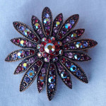 Matching Aurora Borealis Swarovski Crystal Flower Brooches