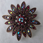 Matching Aurora Borealis Swarovski Crystal Flower Brooches