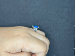 Square Blue Cz Silver Ring - size 8