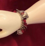 Hearts and Red Beads Charm Bracelet