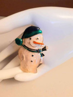 Enamel Snowman Brooch