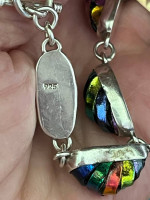 Beautiful Art Glass & Sterling Silver Bracelet
