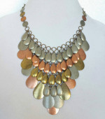 Joan Rivers Necklace Waterfall Bib Mesh Link Gold Silver Copper Tone