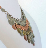 Joan Rivers Necklace Waterfall Bib Mesh Link Gold Silver Copper Tone