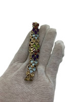 Sterling Silver .925 Gold filled Multicolor Stones Bracelet (8" Long)