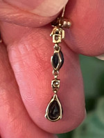 Beautiful Diamond & Onyx 10k Dangle Earrings
