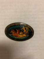 Russian Black Lacquer Pin over 40 years old