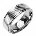 Titanium diagonal pin stripe band ring -brand new- (multiple sizes)