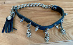 Mens Leather & Metal Skull Bracelet