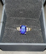 Brilliant 14kt Gold, 4.21ct Natural Tanzanite & Diamond Ring