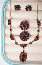 Garnet Necklace, Earrings and Rings