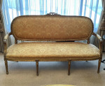 2 Ornate Gold Antique Hand Carved French Louis XV Formal Sofa Couch