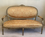 2 Ornate Gold Antique Hand Carved French Louis XV Formal Sofa Couch