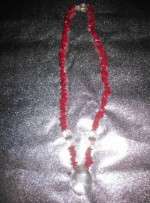 💜 Handmade Red Stone & Glass Bead Necklace 💜