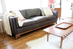 [ ARTICLE ] WORTHINGTON OXFORD BROWN 85" ANILINE ITALIAN LEATHER SOFA