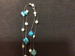 Two strand blue beads necklace