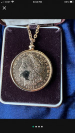 1921 Gold Plated Morgan Silver Dollar Necklace