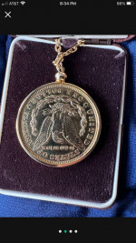 1921 Gold Plated Morgan Silver Dollar Necklace