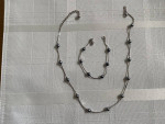 Monet Silver Tone Necklace Bracelet with Gray Bead Stations