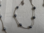 Monet Silver Tone Necklace Bracelet with Gray Bead Stations