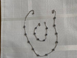 Monet Silver Tone Necklace Bracelet with Gray Bead Stations
