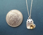 Love gold heart Sterling silver chain Cat necklace