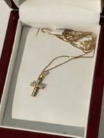 Gold diamond cross necklace