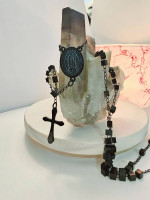 Pluma nativa black stainless steel modern rosary