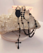 Pluma nativa black stainless steel modern rosary